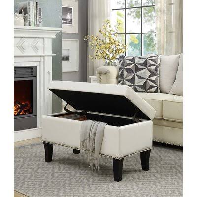 Andover Mills Cohee Storage Ottoman Upholstery Color: Ivory