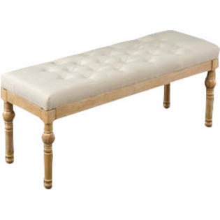 Bungalow Rose Brockwell Button Tufted Wood Bench Color: Tan