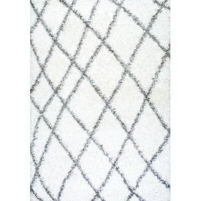 Donna Geometric Shag White Area Rug Foundstone Rug Size  Rectangle 53