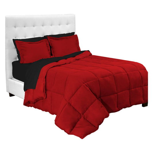 Bare Home Bed-in-a-Bag Down Alternative Comforter Sheet Set - Comforter: Red, Sheets: Black - California King