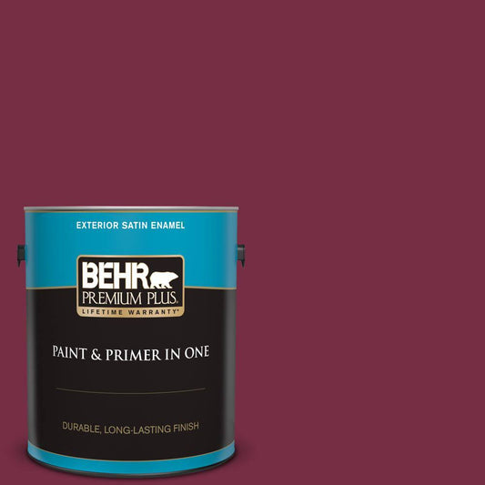 BEHR Premium Plus 1 gal. #S-H-110 Wine Tasting Satin Enamel Exterior Paint and Primer in One