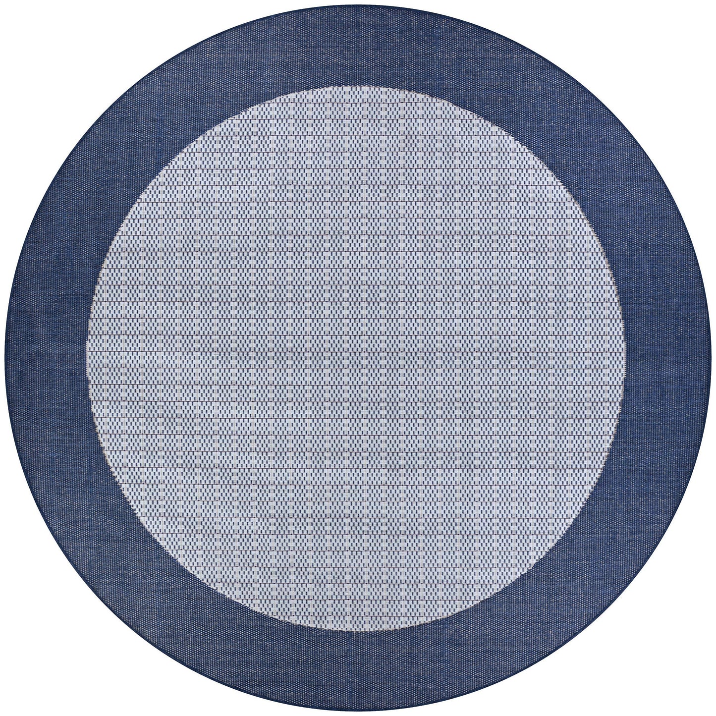 Couristan Recife Checkered Field Ivory-Indigo Indoor/Outdoor Round Rug