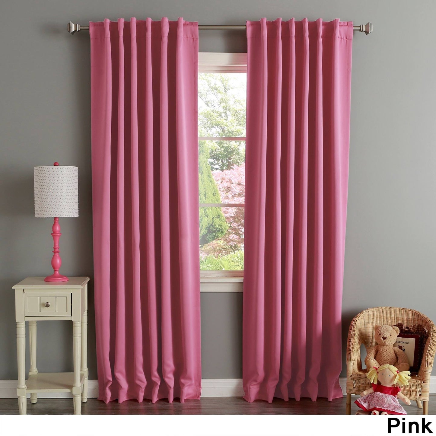 Aurora Home Solid Thermal Insulated 108-Inch Blackout Curtain Panel Pair - 52 x 108 Pink