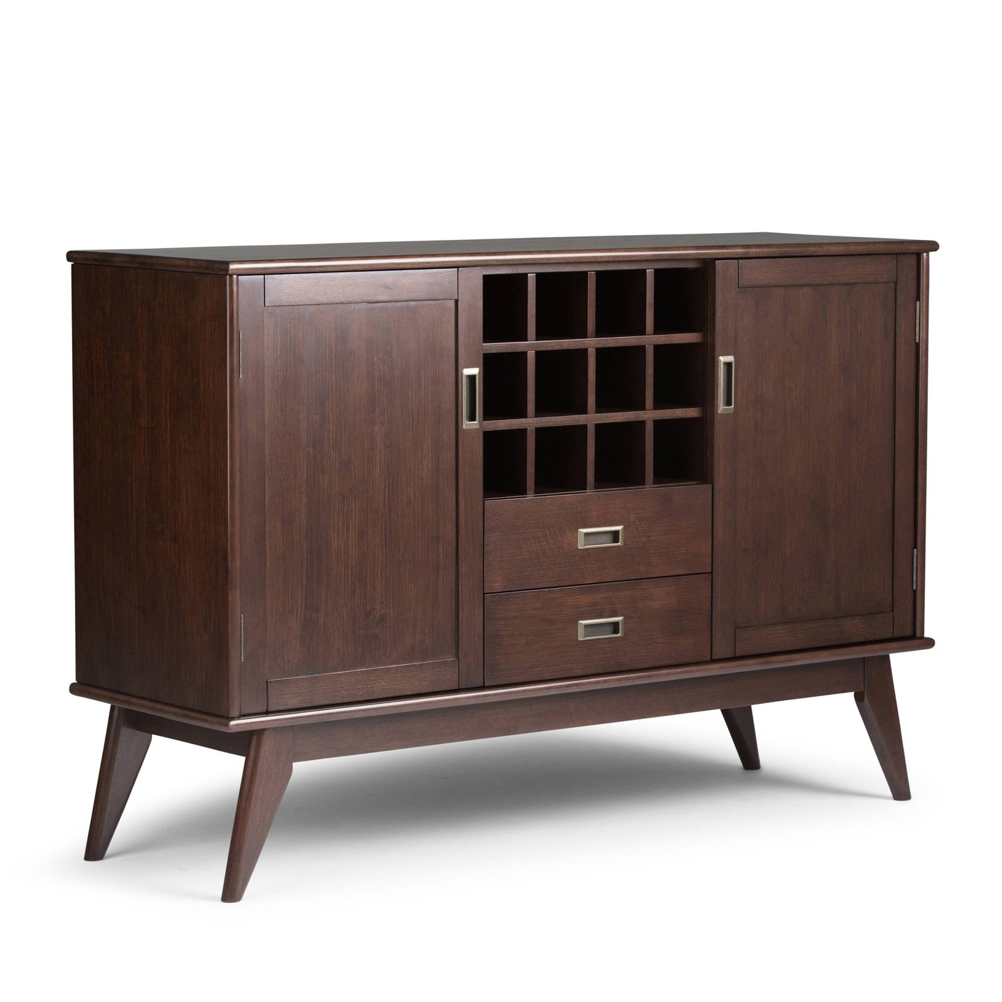 Wyndenhall Tierney Solid Hardwood 54 inch Wide Mid Century Modern Sideboard Buffet and Winerack - 54 W x 17 D x 36 H - Medium Au