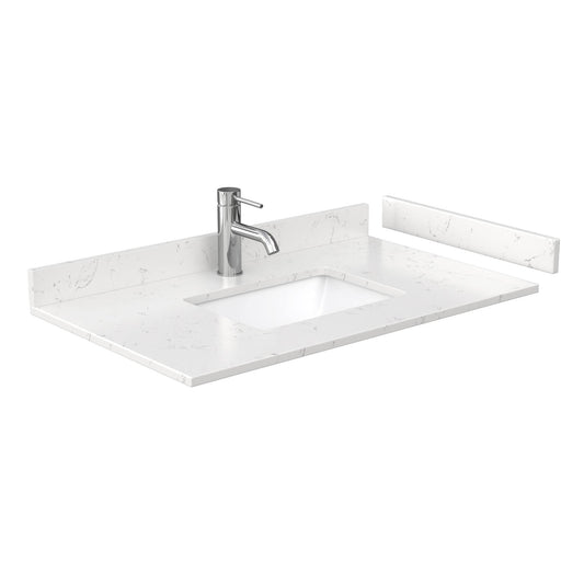 Wyndham Collection 36 in. W x 22 in. D Cultured Marble Single Basin Vanity Top in Light-Vein Carrara with White Basin