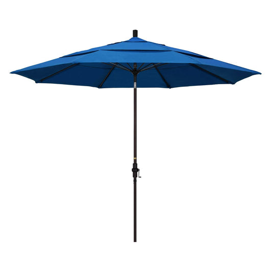 California Umbrella 11-ft. Fiberglass Double Vent Pacifica Fabric Tilt Market Umbrella Pacific Blue