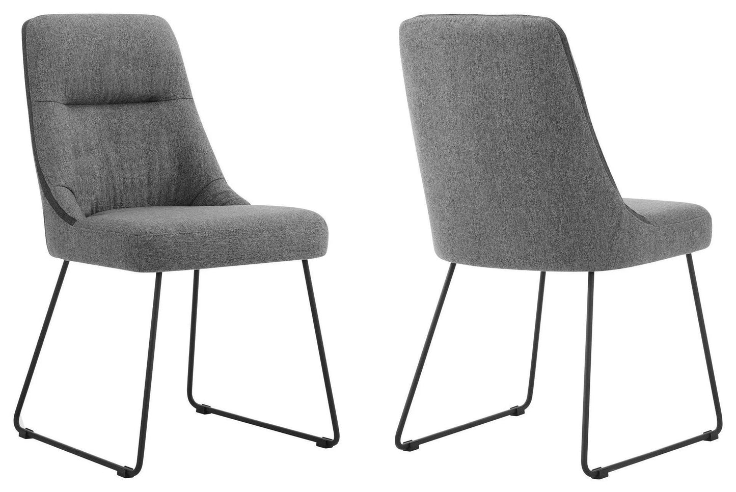 Quartz Gray Fabric and Metal Dining Room Chairs - Set of 2 - Armen Living LCQRSIGR