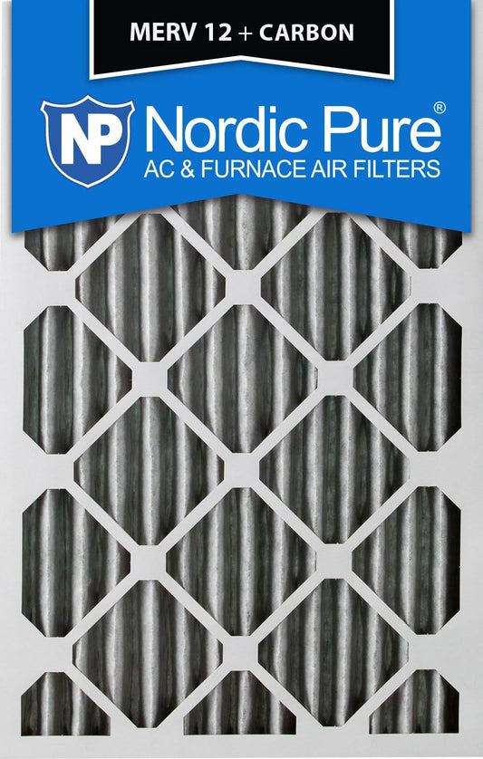 18x20x2 Pleated MERV 12 Plus Carbon AC Furnace Air Filters Qty 12