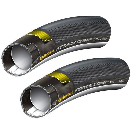 Continental Attack Comp \\Force Comp Set Tubular Road Tyre, Black