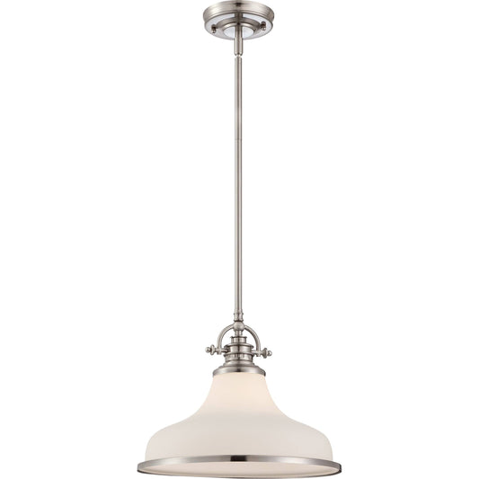 Quoizel Grant 1-Light Brushed Nickel Pendant | GRTS2814BN