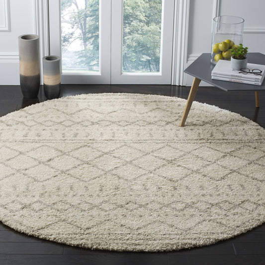 Safavieh Arizona Shag Lotta Moroccan 1.2-inch Thick Rug - 8 x 8 Round - Ivory/Beige