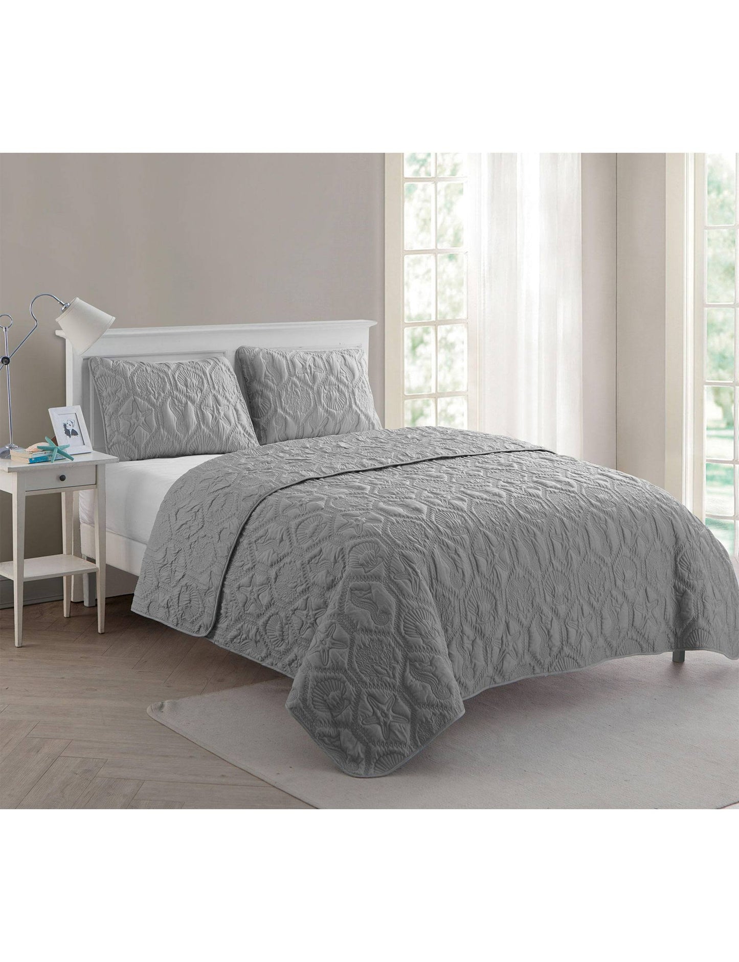 VCNY Home Shore 3 Piece Quilt Set - Gray - Queen