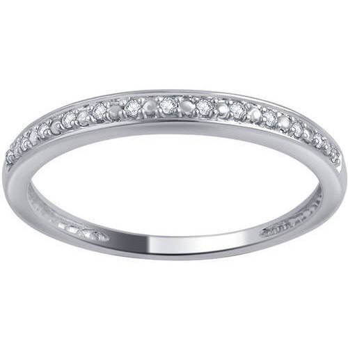 10kt Gold Round Diamond Accent Wedding Band, I-J/I2-I3, Size: 6, White