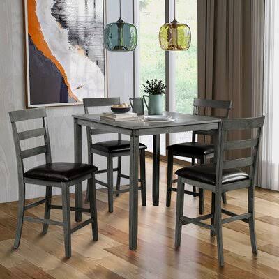 Sadik 4 - Person Counter Height Dining Set Red Barrel Studio Color: Gray