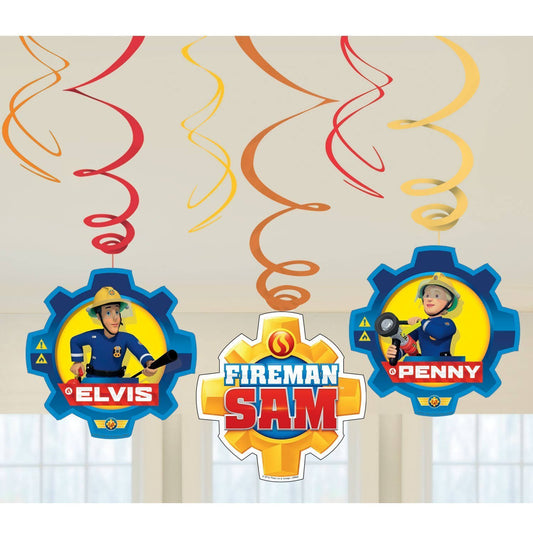 Amscan 9902183 - Fireman Sam Party Hanging Swirl Decorations - 6 Pack