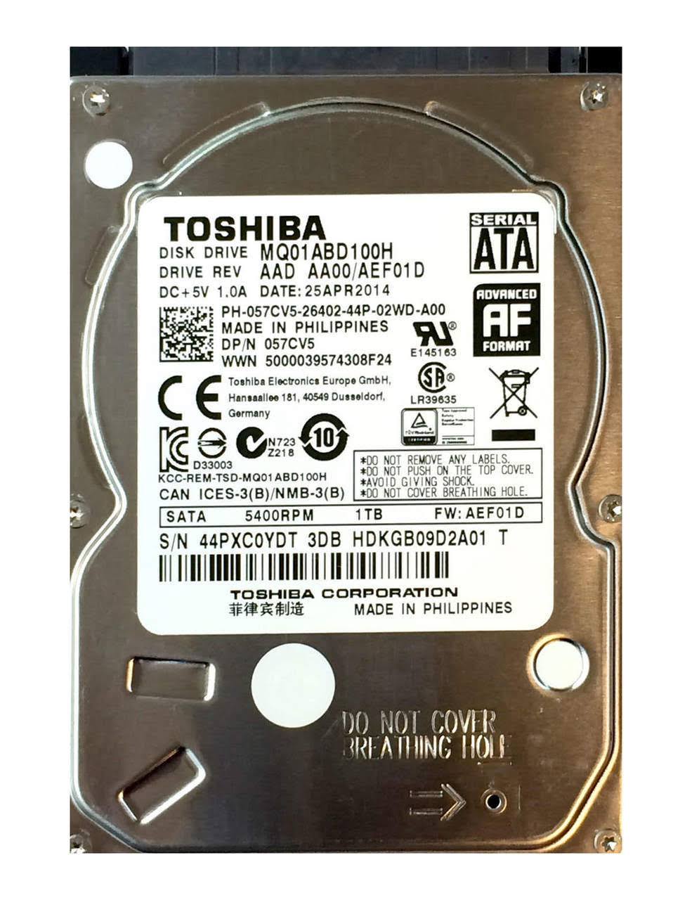 Toshiba Mobile SSHD 1TB 5400RPM SATA 6Gbps 8GB SSD Cache 2.5-inch OEM Solid State Hybrid Drive (SSHD) MQ01ABD100H