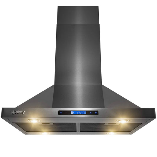 AKDY 30-in Convertible Black Stainless Steel Island Range Hood | RH0405