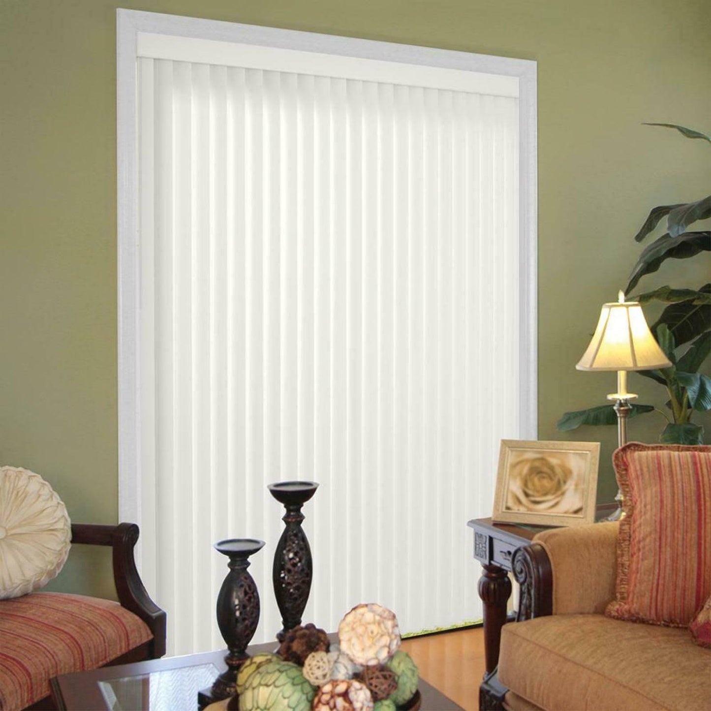 Crown White 3.5 in. Vertical Blind - 66 in. W x 84 in. L