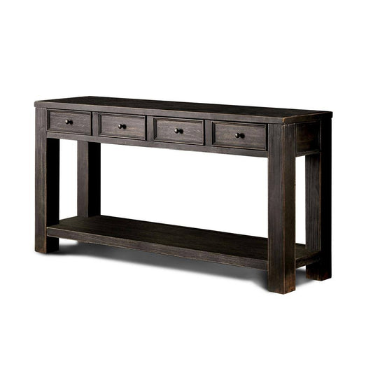 Alexis Antique Black 4-Drawer Sofa Table