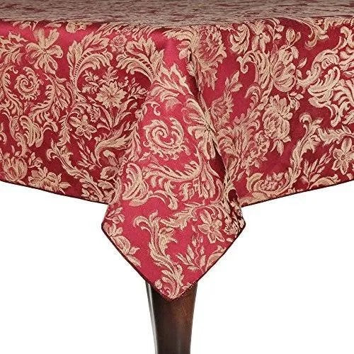 Ultimate Textile Miranda 90 x 90-Inch Square Damask Tablecloth Bordeaux