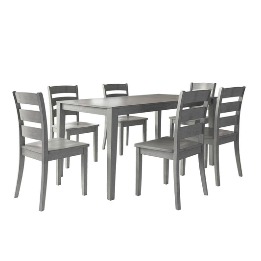 Weston Home Lexington 7 Piece Dining Set with Ladder Back Chairs, Size Medium, Antique Gray