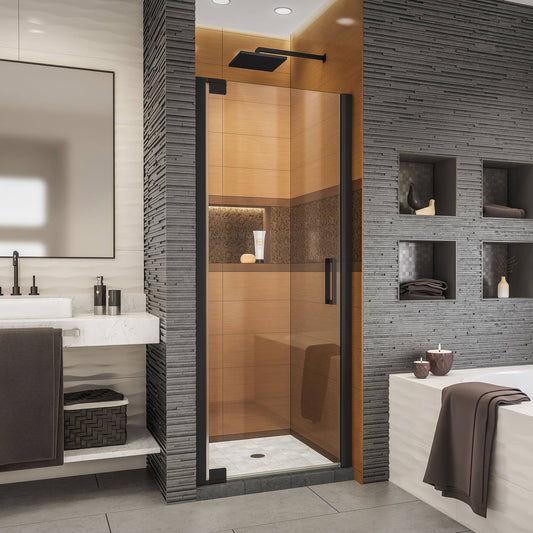 DreamLine Elegance-LS 32 1/4 - 34 1/4 in. W x 72 in. H Frameless Pivot Shower DOOR, Satin Black