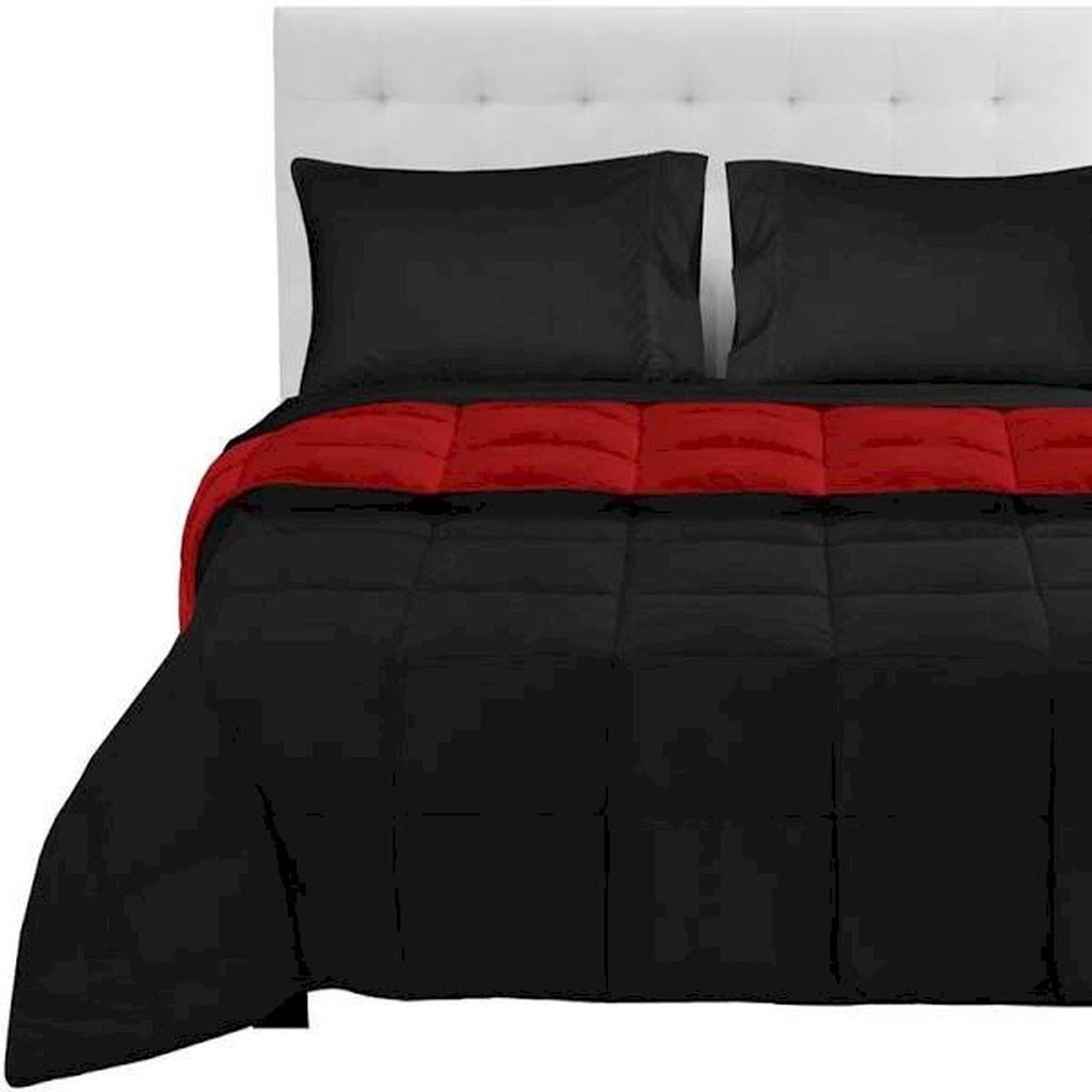 Bare Home 4-Piece Reversible Bed-in-a-Bag - Twin XL Comforter Black/Red, Sheet