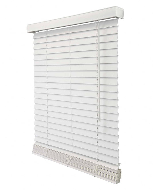 Chicology Cordless Faux Wood Blind, Basic White, Size 59 inch x 60 inch