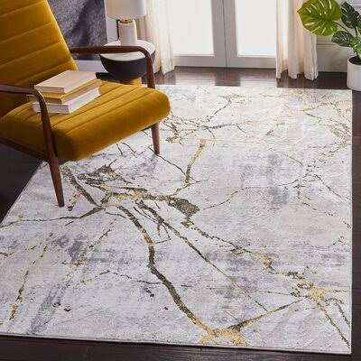 Tobias Ivory/Gold Area Rug Etta Avenue Teen Rug Size: Rectangle 3& x 5&