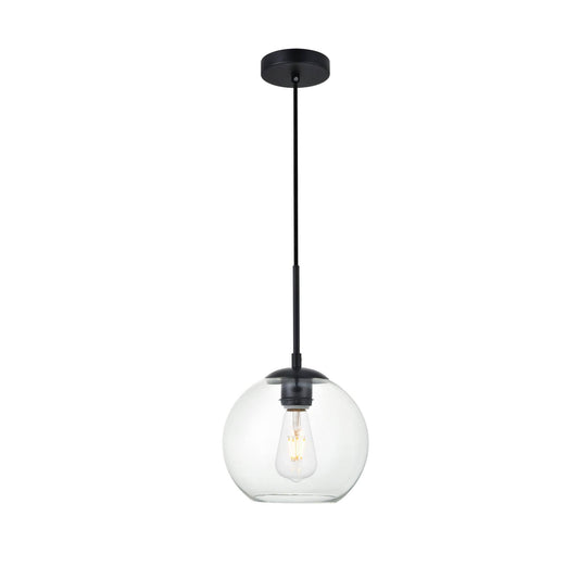 Elegant LD2206BK Baxter 1 Light Black Pendant with Clear Glass