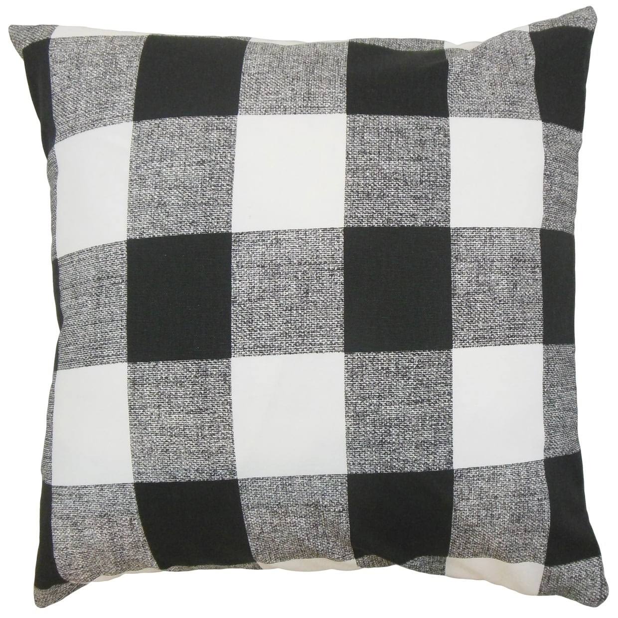 The Pillow Collection Bentley Plaid Throw Pillow, Black