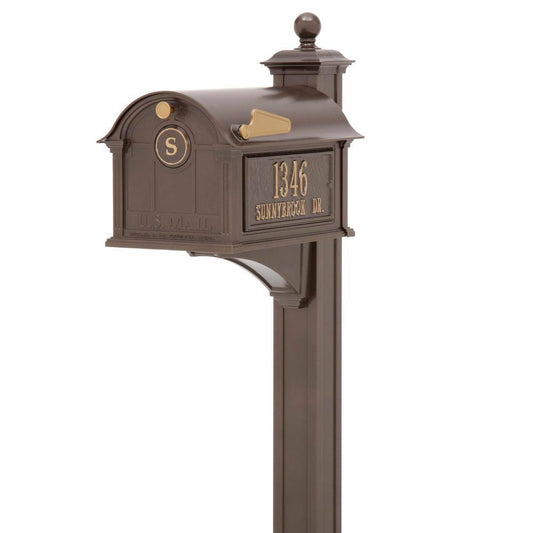 Whitehall Balmoral Streetside Monogram Mailbox-Post Package Bronze