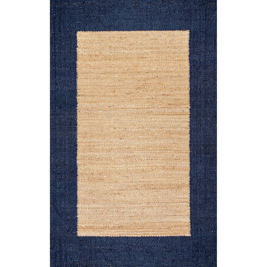 nuLOOM Laird Wide Border Jute Navy 5 ft. x 8 ft. Area Rug, Blue