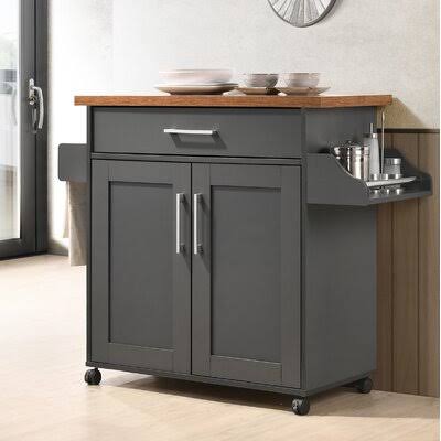 Charlton Home Crisfield Kitchen Cart Base Finish: Grey-Oak