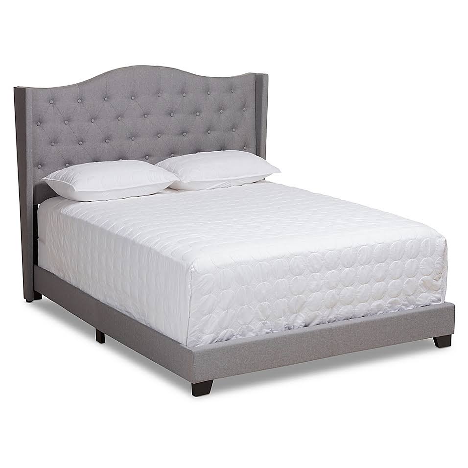 Baxton Studio Andreas Queen Tufted Upholstered Bed Frame in Grey