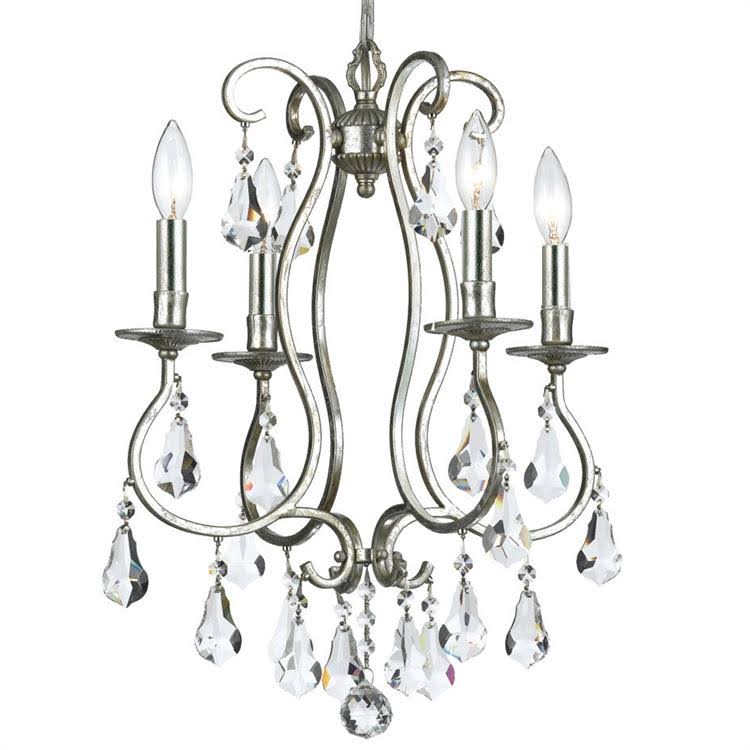 Crystorama 5014-OS-CL-MWP Ashton 4 Light Mini Chandelier, Olde Silver