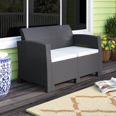 Stockwell Patio Sofa with Cushions Breakwater Bay Frame Color: Dark Gray