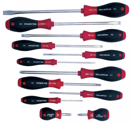 Wiha 30297 12 Piece SoftFinish Slotted and Phillips Screwdriver Set