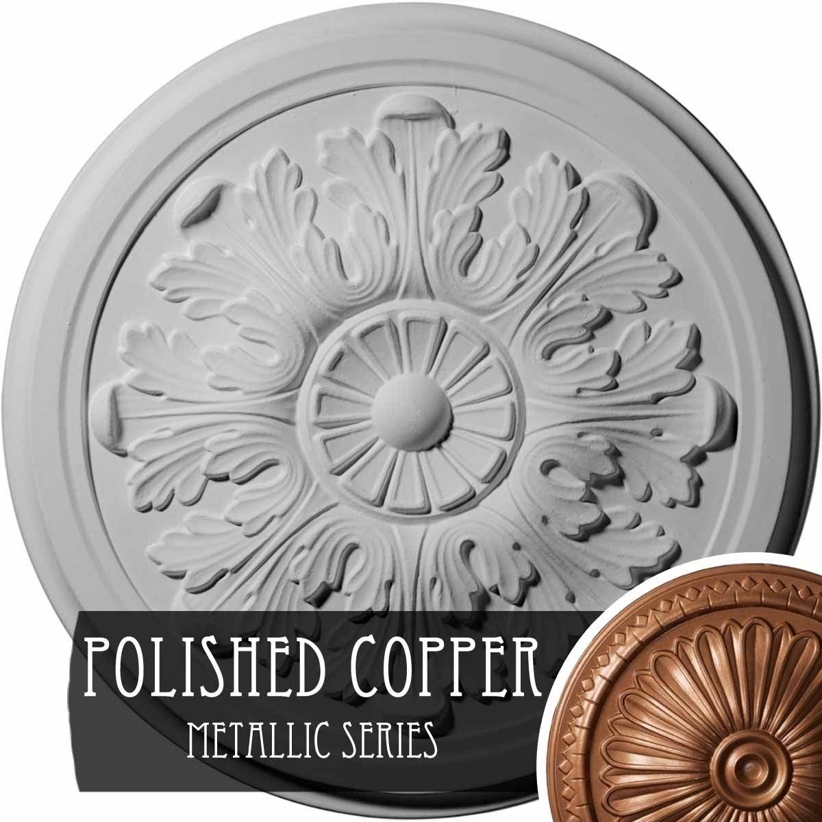 12 3/4 inchod x 7/8 inchp Legacy Acanthus Ceiling Medallion (Fits Canopies Up to 3 1/2 inch), Hand-Painted Polished Copper