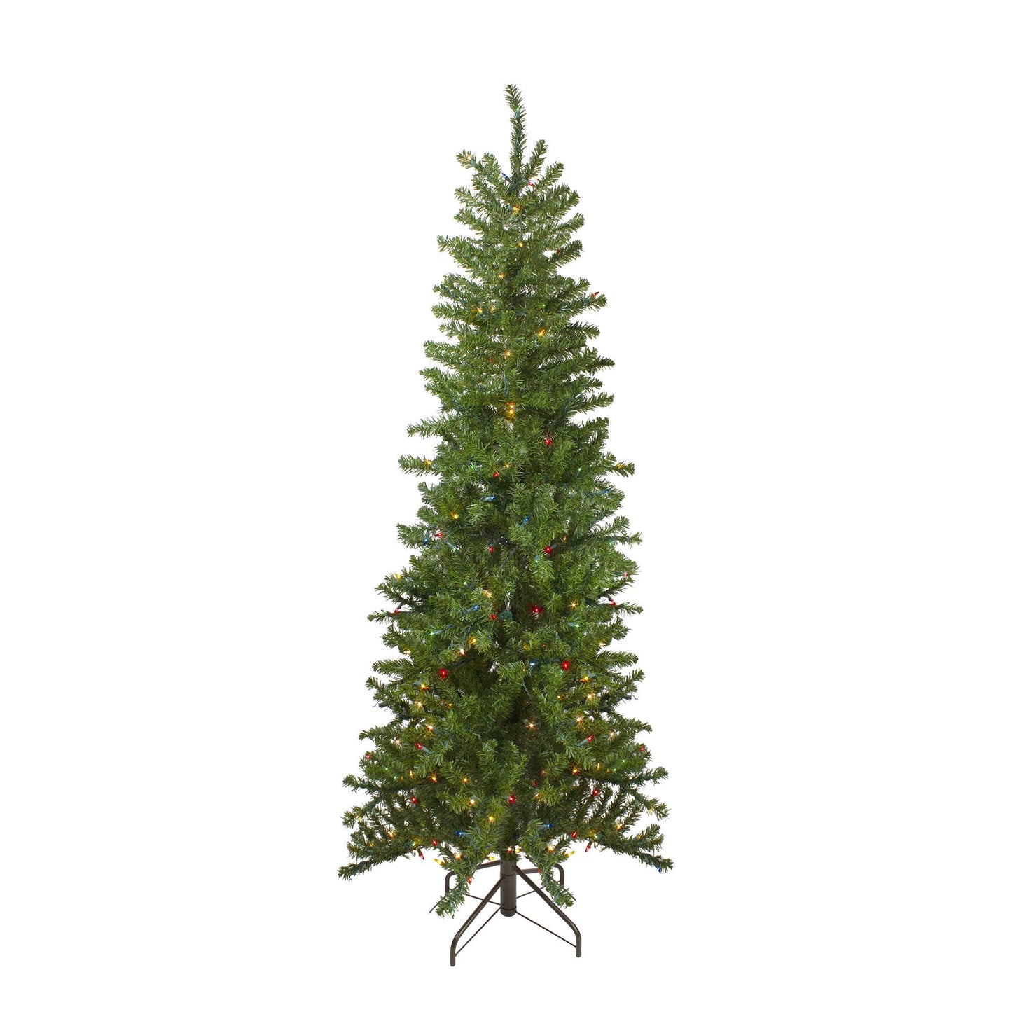 7.5 Pre-Lit Pencil Canadian Pine Artificial Christmas Tree - Multicolor Lights - 33388927