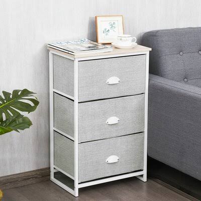 Plains 3 - Drawer Metal Nightstand Ebern Designs Color Gray