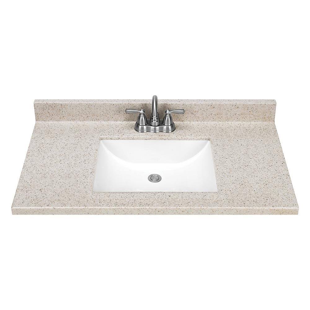 Style Selections 37-in Dune Solid Surface Single Sink Bathroom Vanity Top in Brown | SQ237-DUN3-SS