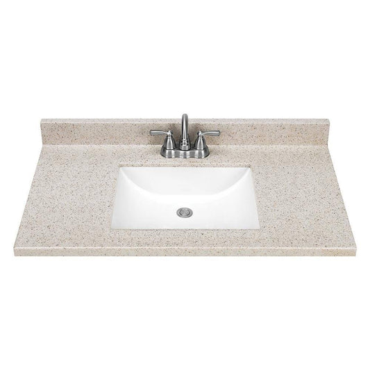 Style Selections 37-in Dune Solid Surface Single Sink Bathroom Vanity Top in Brown | SQ237-DUN3-SS