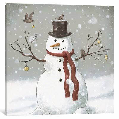 Christmas Snowman Painting Print on Wrapped Canvas The Holiday Aisle Size: 12