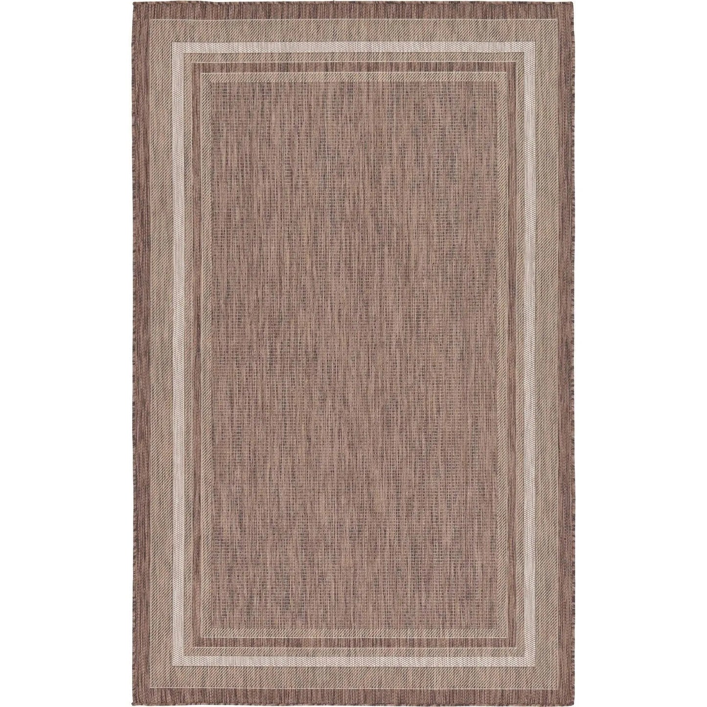 Unique Loom Soft Border Outdoor Area Rug - 5 x 8 (Brown)