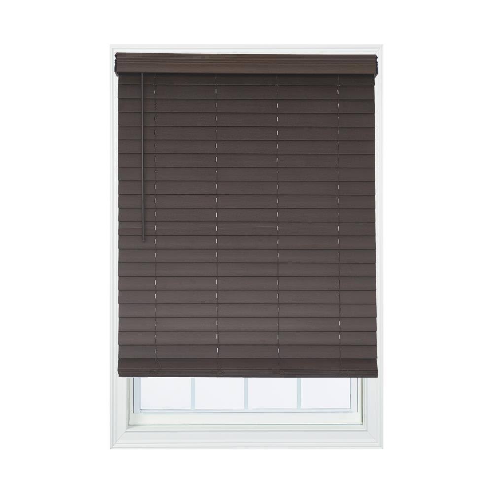 Allen + Roth 2.5-in Slat Width 41-in x 72-in Cordless Brown Faux Wood Room Darkening Horizontal Blinds | DFHSC4272-41