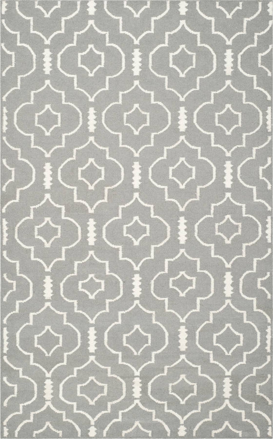 Safavieh Dhurries Grey/Ivory Area Rug; 6 x 9