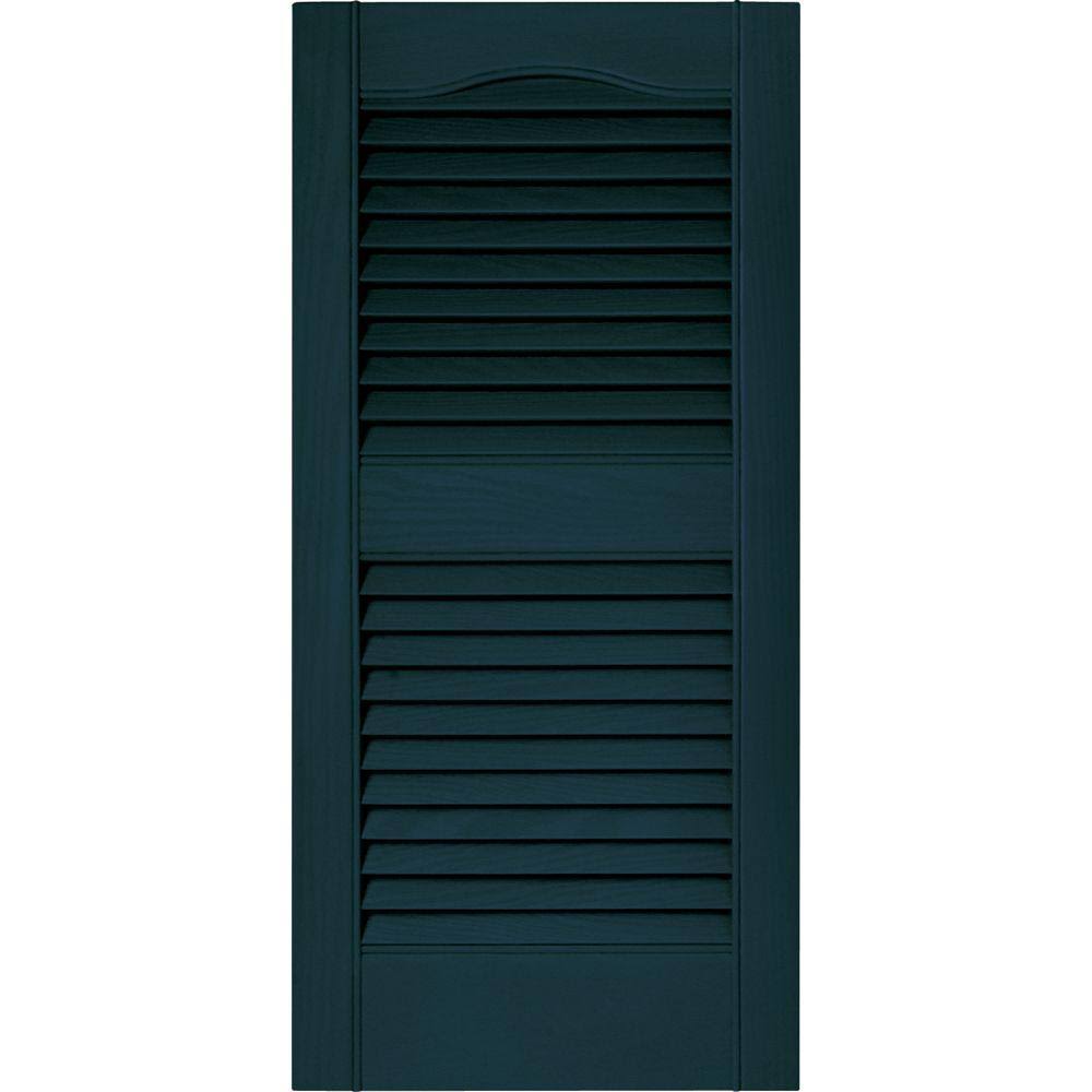 Builders Edge 14.5W in. Louvered Vinyl Shutters Midnight Blue