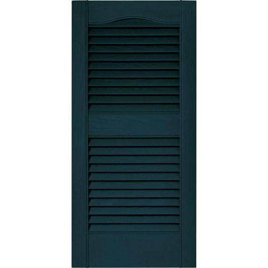 Builders Edge 14.5W in. Louvered Vinyl Shutters Midnight Blue