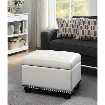 Charlton Home Bernadette Tufted Storage Ottoman Uphostery Ivory